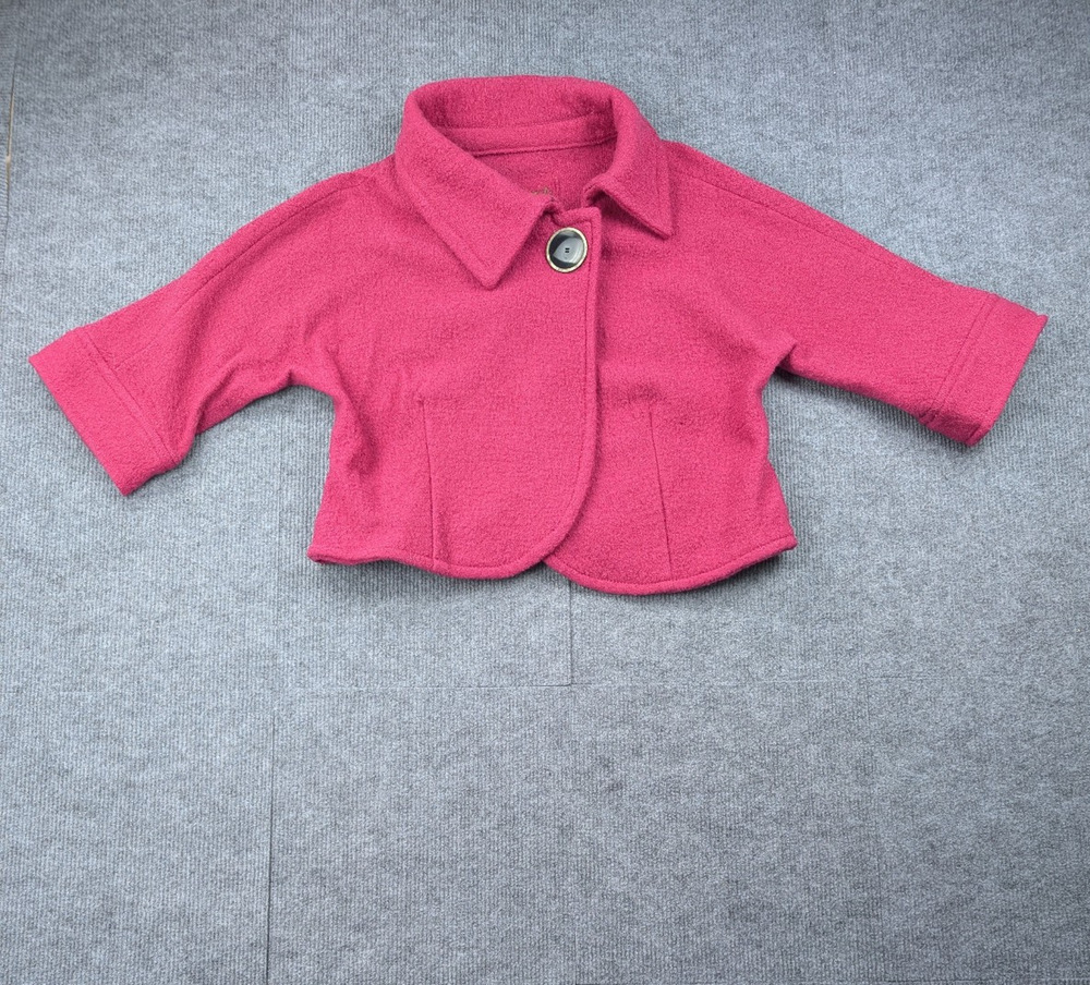 Vintage Boiled Wool Coat Womens Medium Twee Retro Mod Big Button Pink Felted